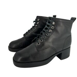 Arizona Jeans Company Boots Womens Size 7.5‎ Black Leather Y2K Combat Lace Up